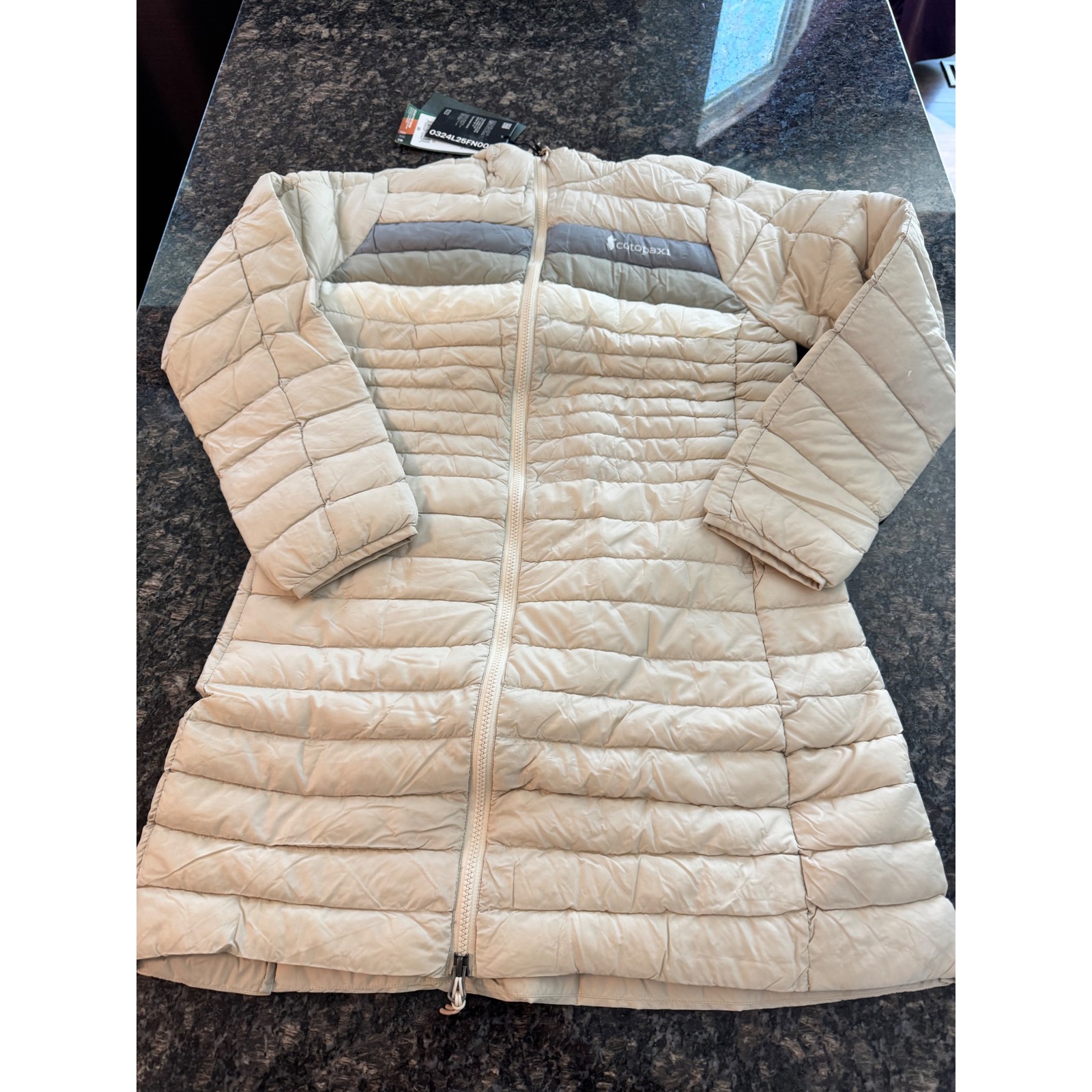 Cotopaxi Fuego Down Parka Womens S Cream Stripes 800 Fp Puffer Jacket New